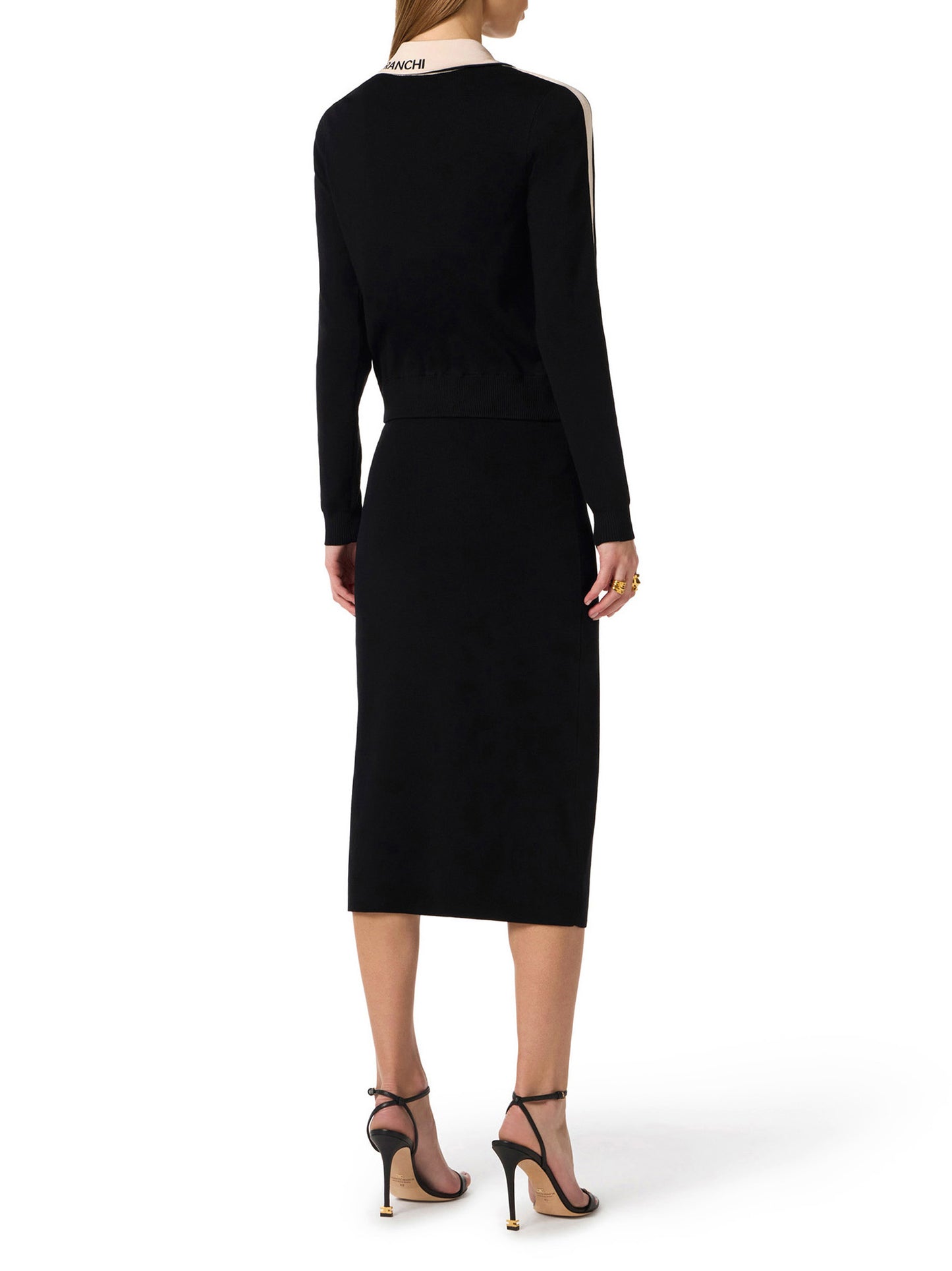 Knit fabric jacket with shiny viscose bands