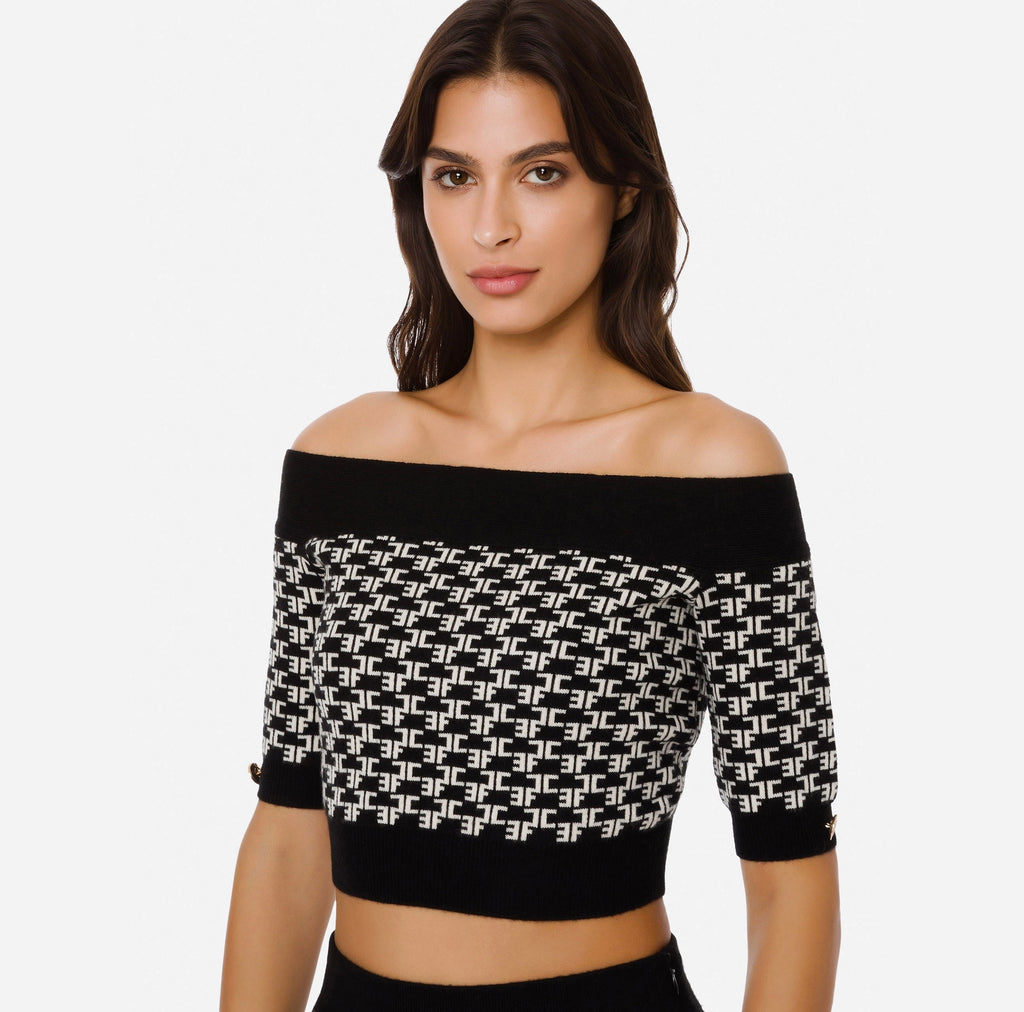 Knitted Crop Top With Monogram Lettering