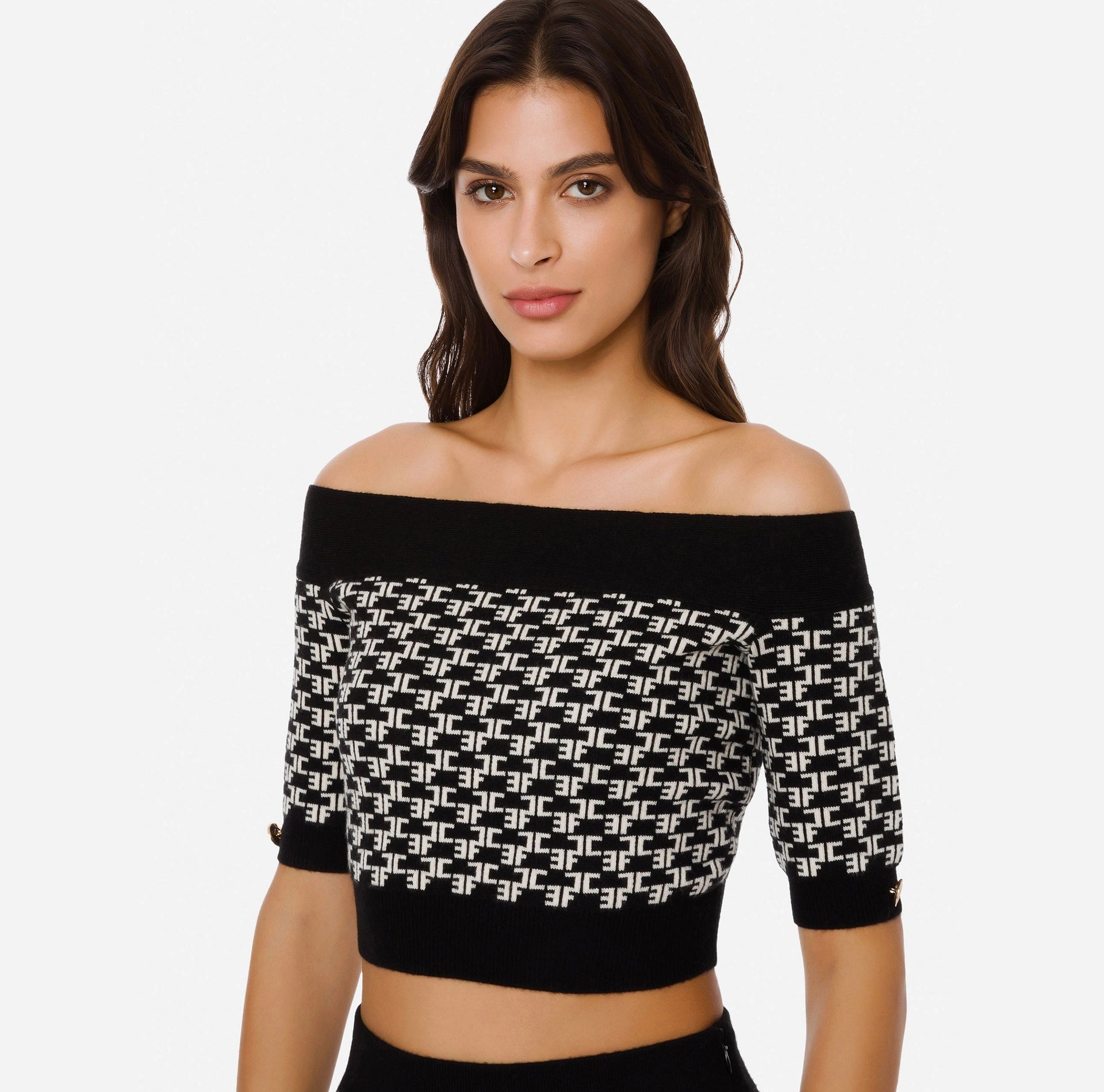 Knitted Crop Top With Monogram Lettering