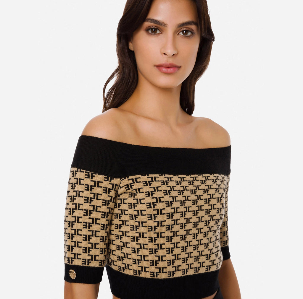Knitted Crop Top With Monogram Lettering