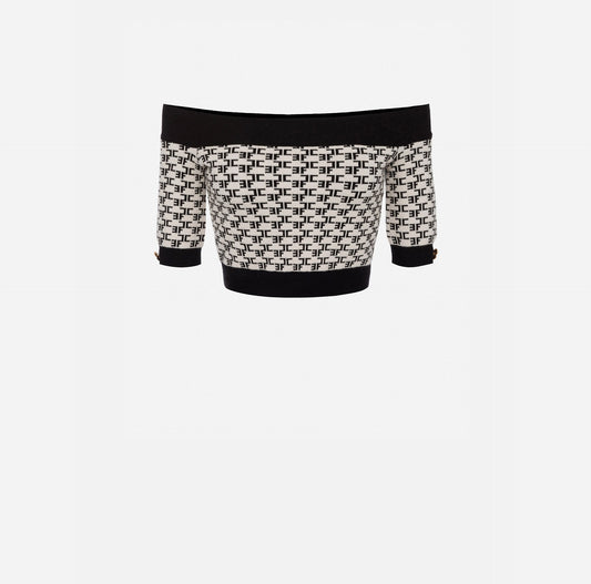 Knitted Crop Top With Monogram Lettering