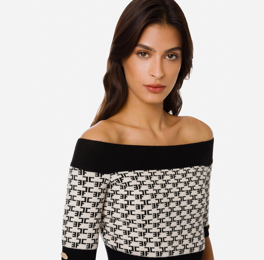 Knitted Crop Top With Monogram Lettering
