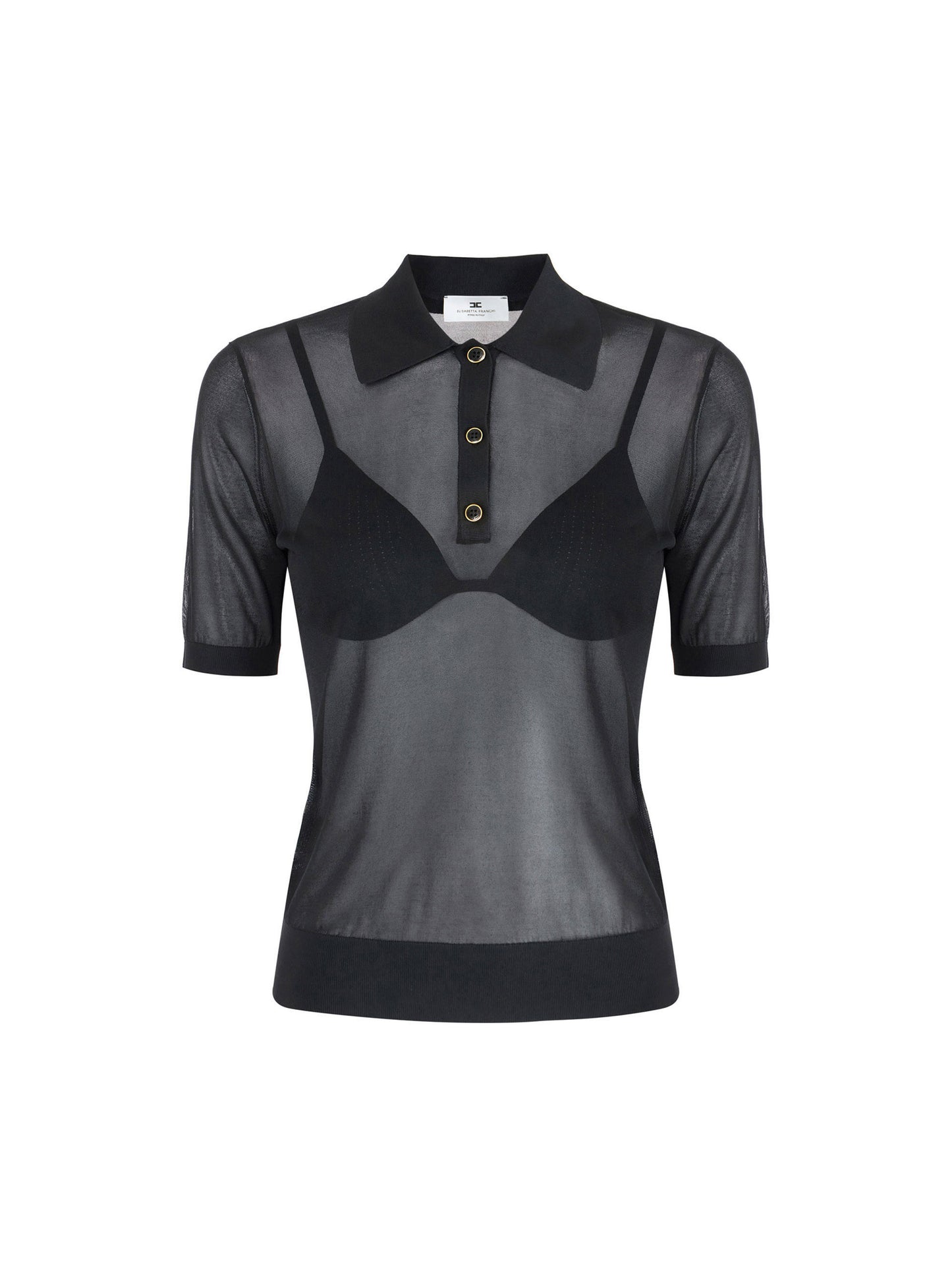 Nylon polo shirt with bra