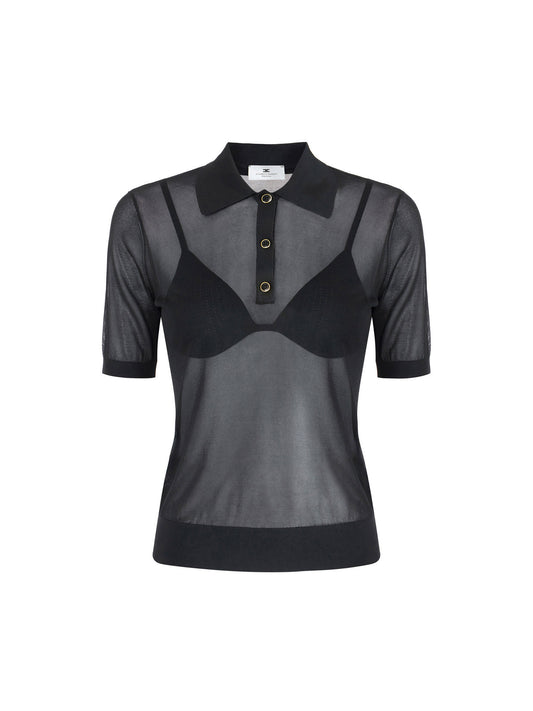 Nylon polo shirt with bra