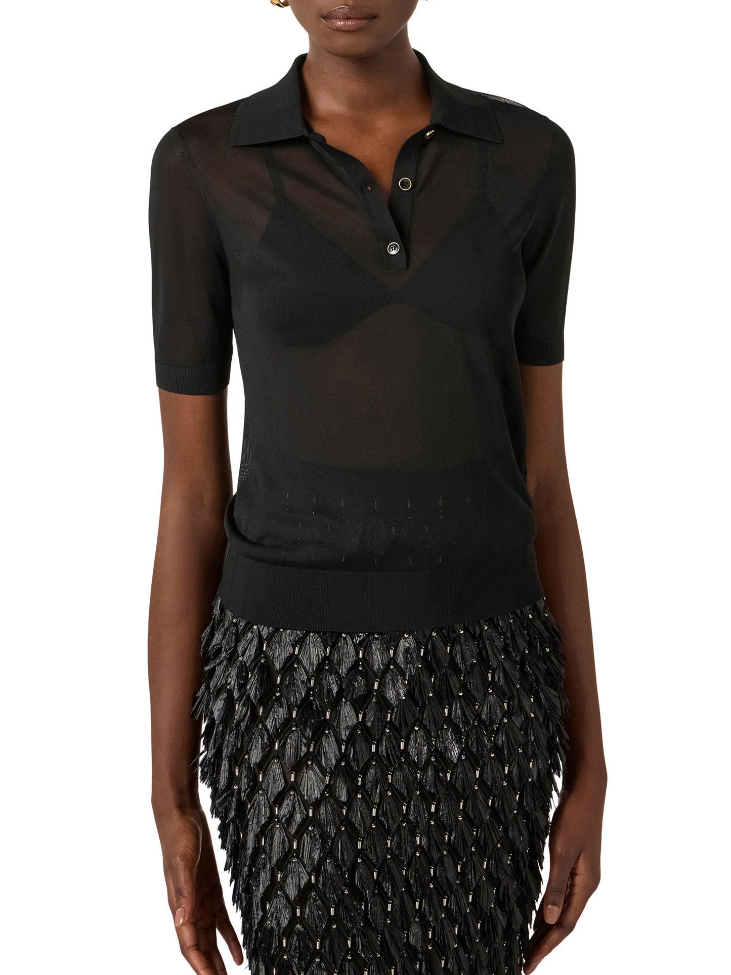 Nylon polo shirt with bra