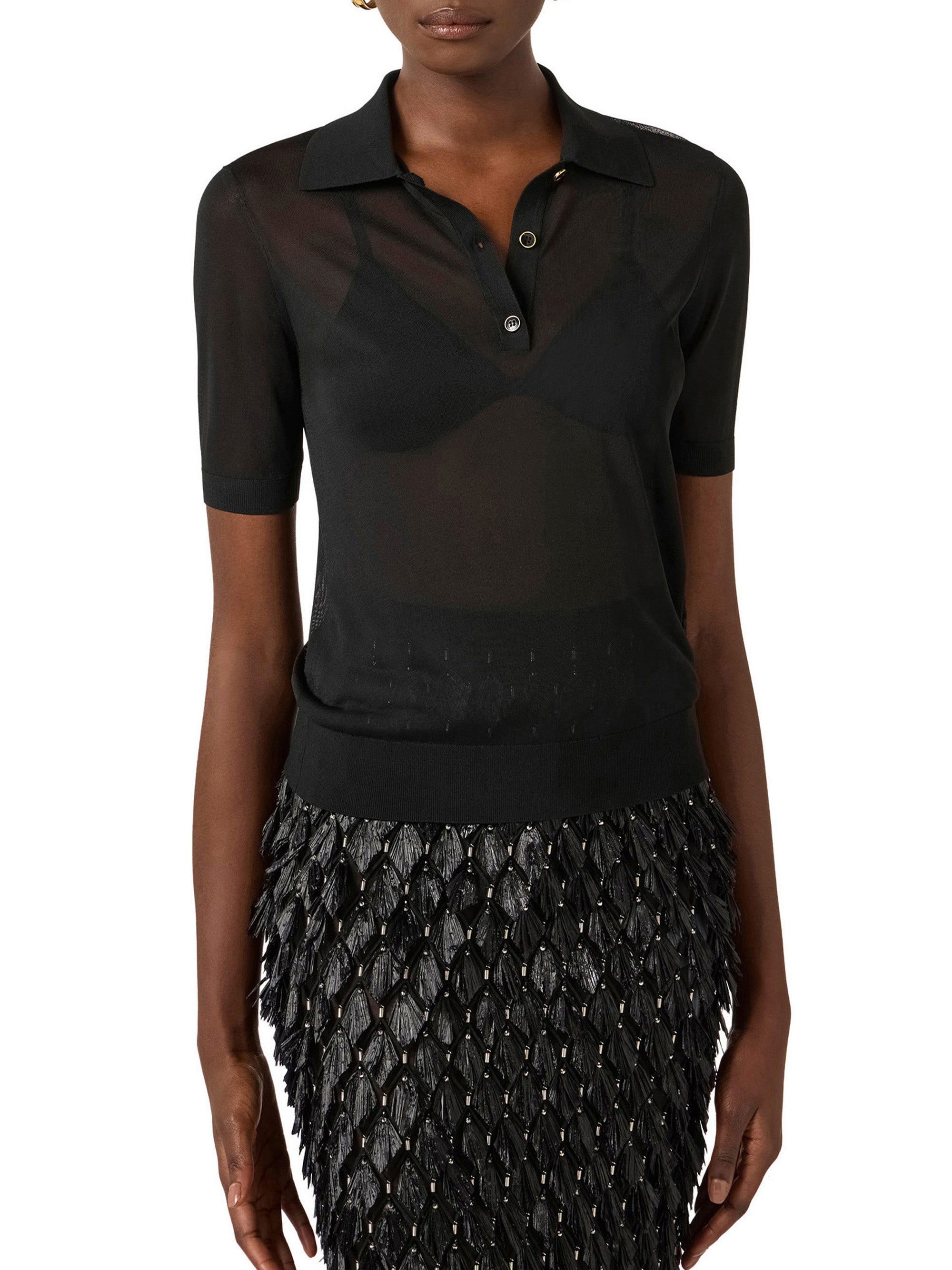 Nylon polo shirt with bra