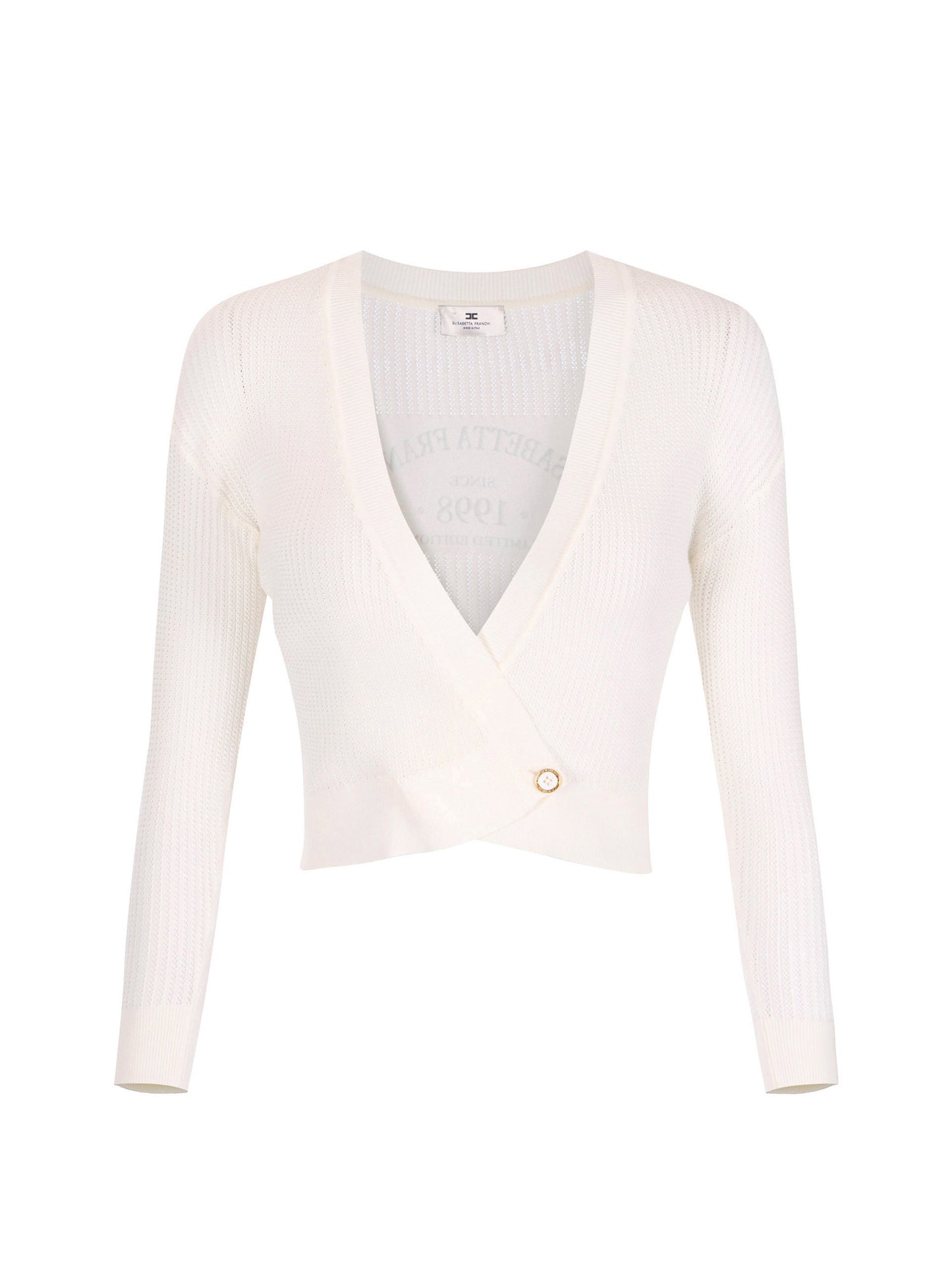 Knit cardigan with printed logo