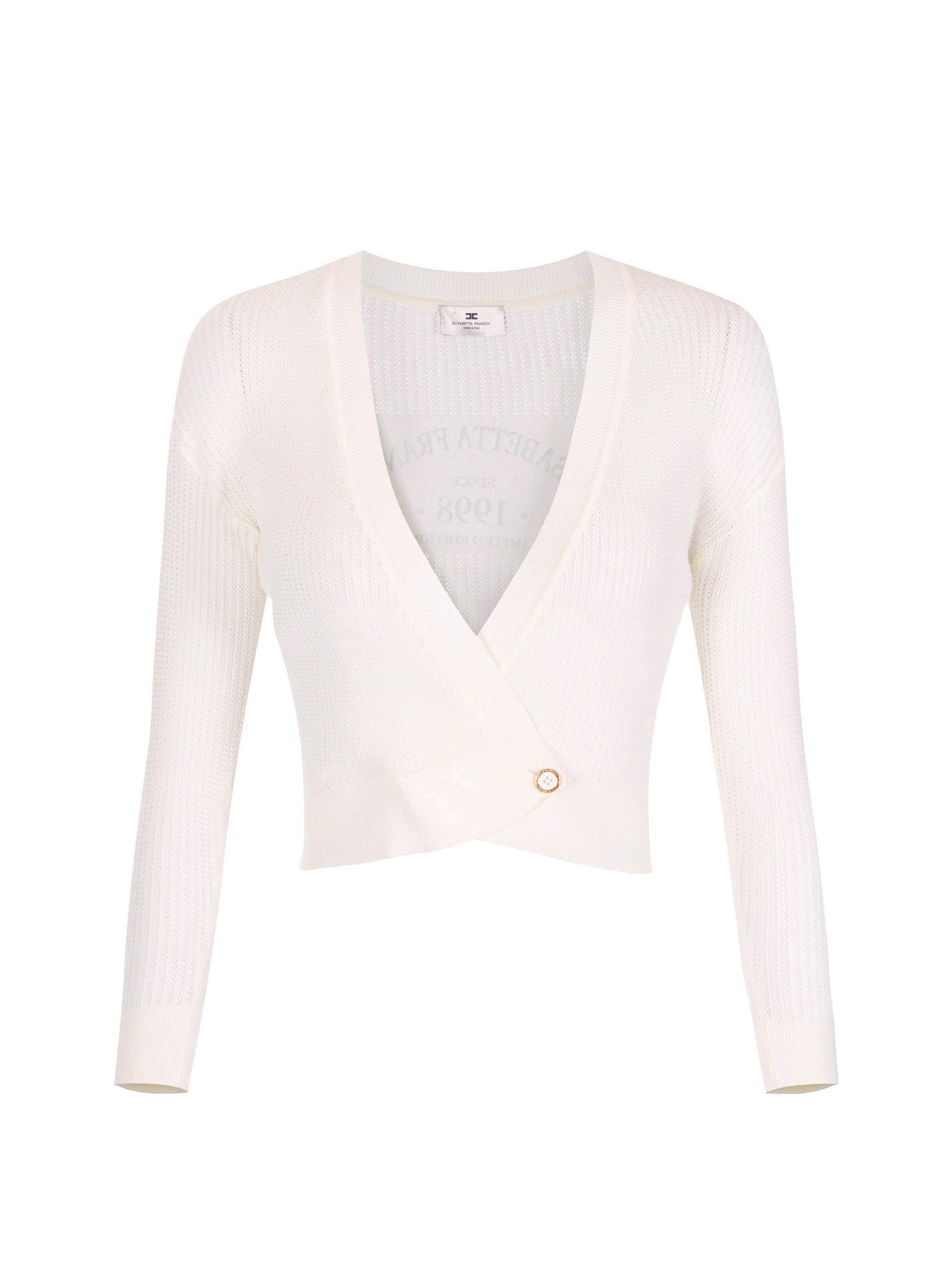 Knit cardigan with printed logo