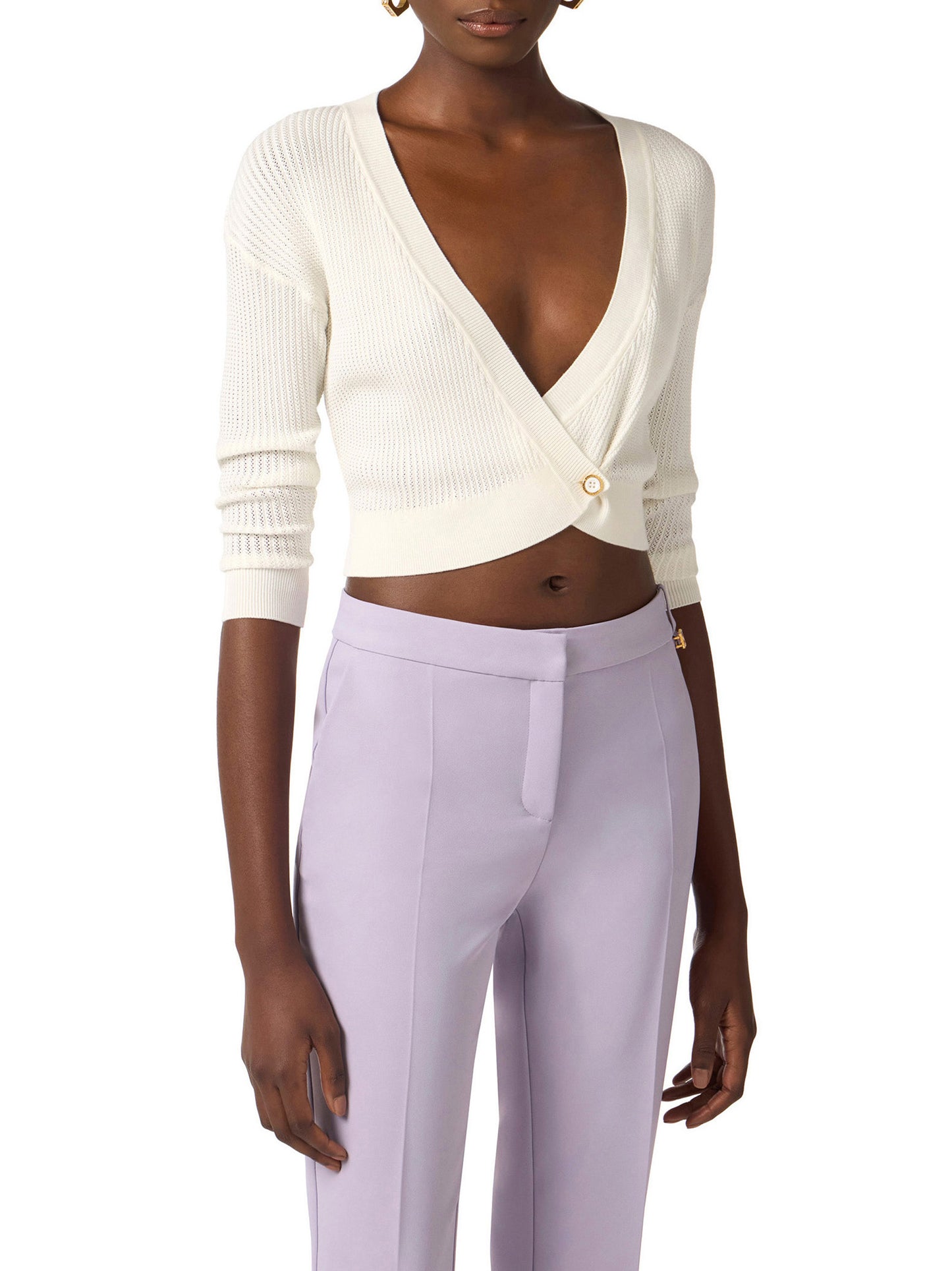 Knit cardigan with printed logo