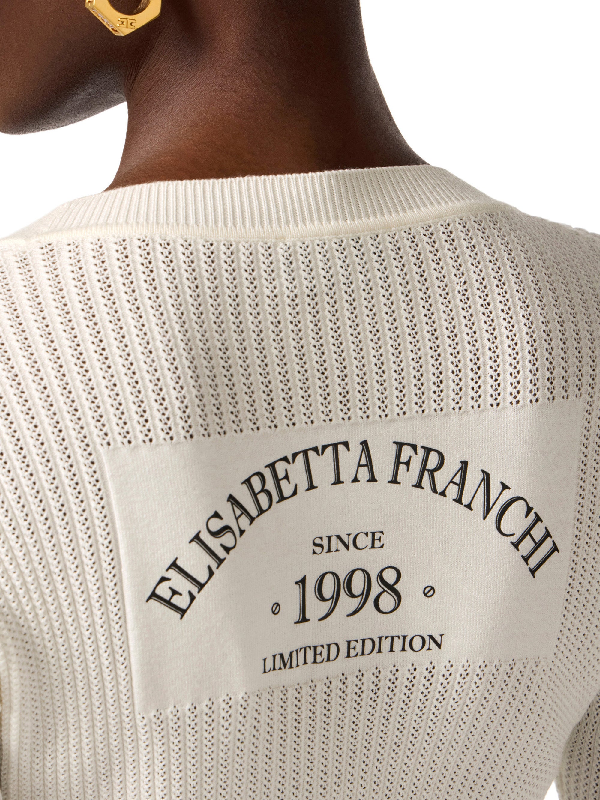 Knit cardigan with printed logo