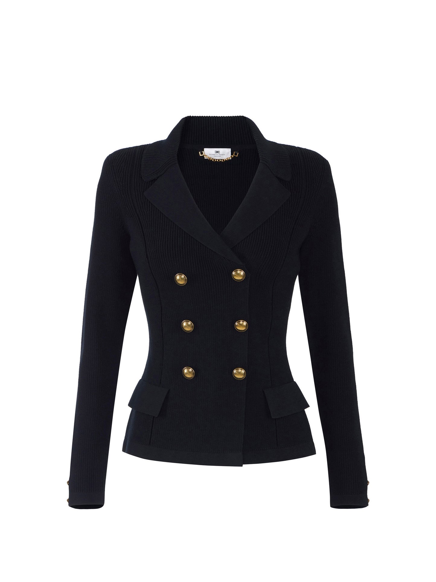 Knit jacket with jewel buttons