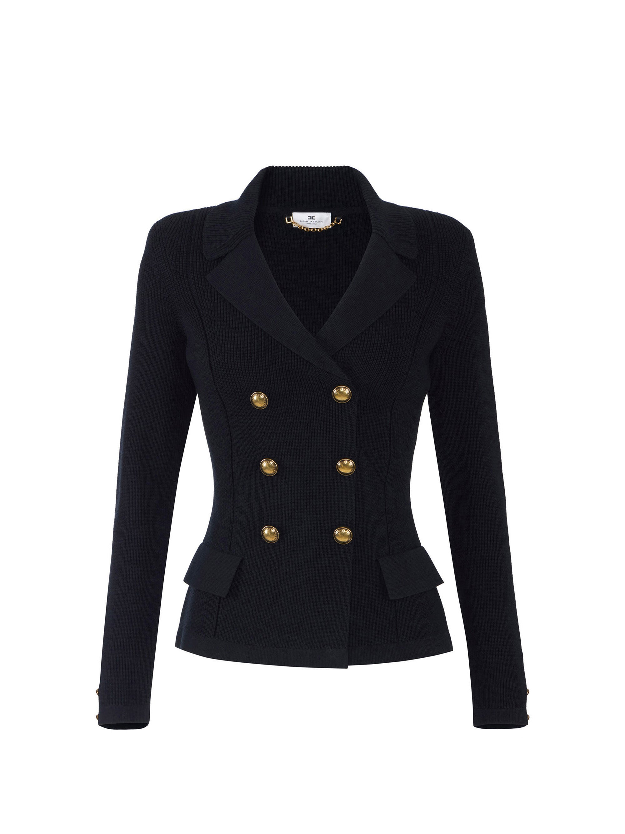 Knit jacket with jewel buttons