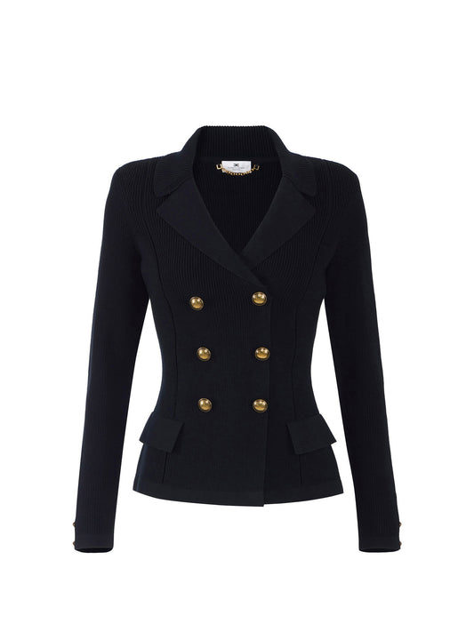 Knit jacket with jewel buttons