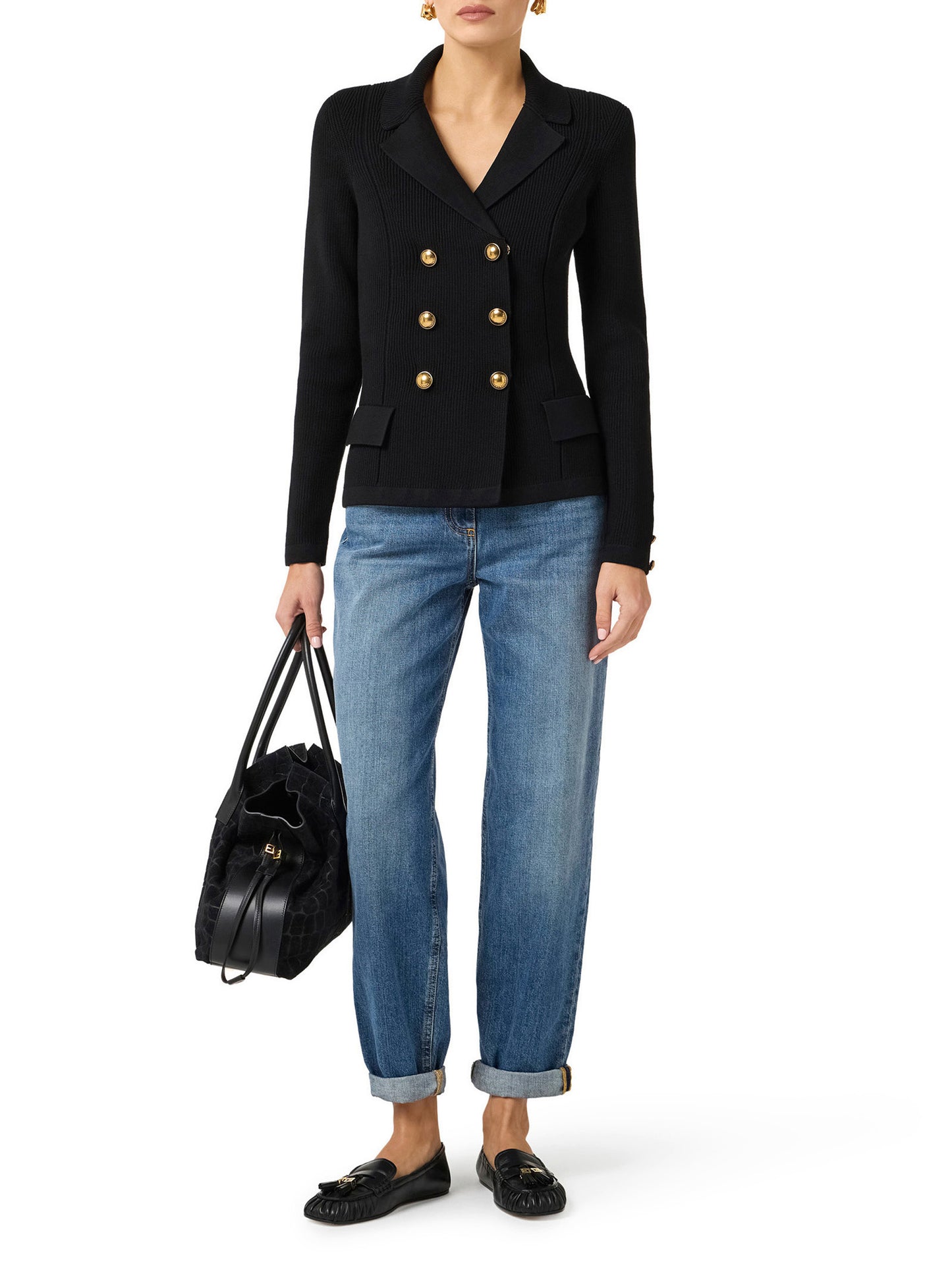 Knit jacket with jewel buttons