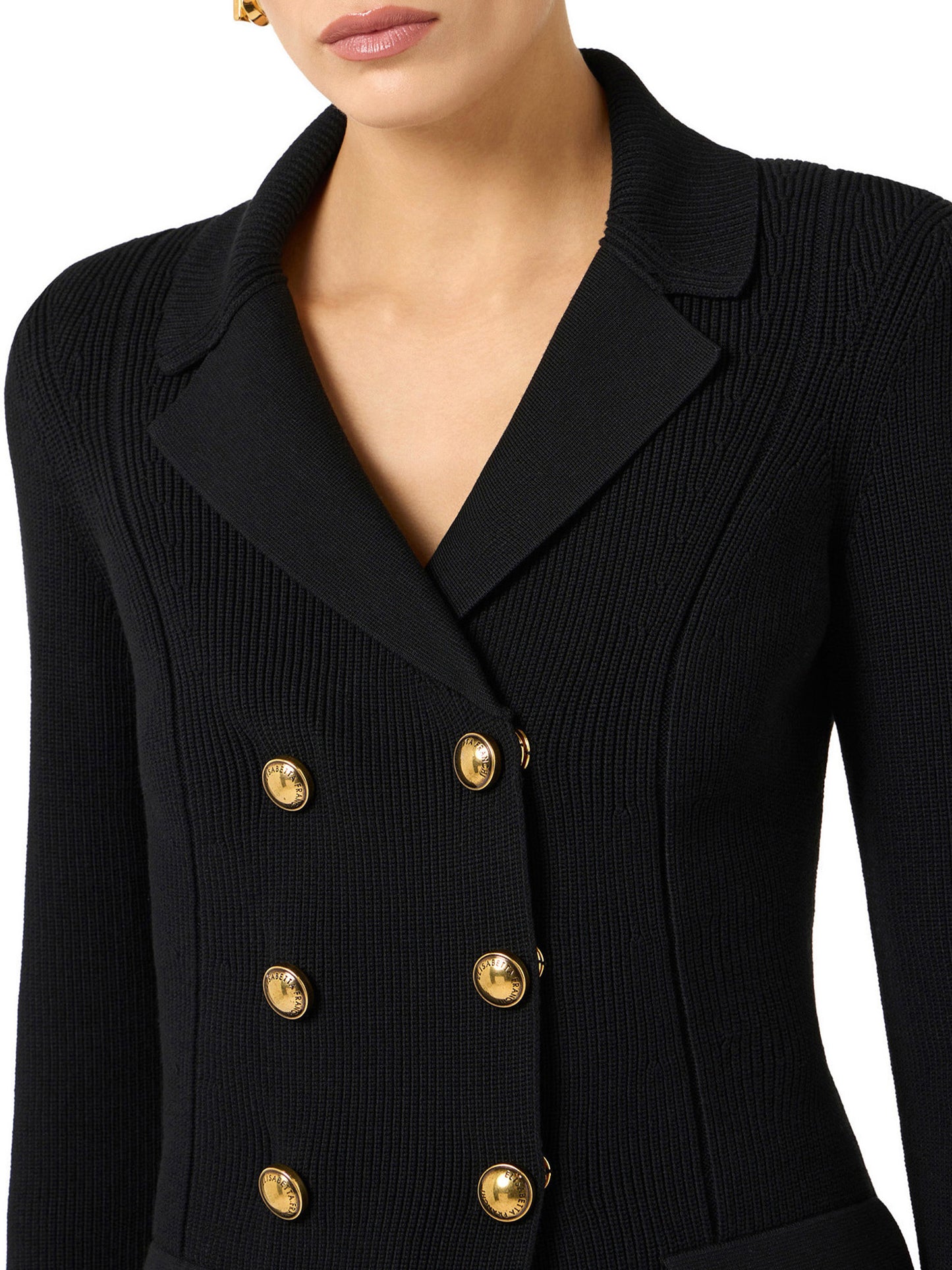 Knit jacket with jewel buttons