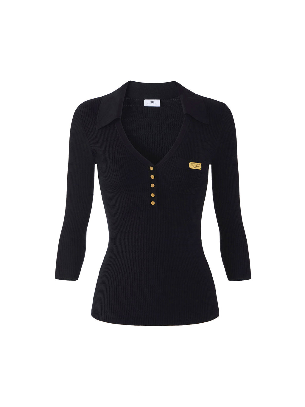 Micro-braided knit polo shirt