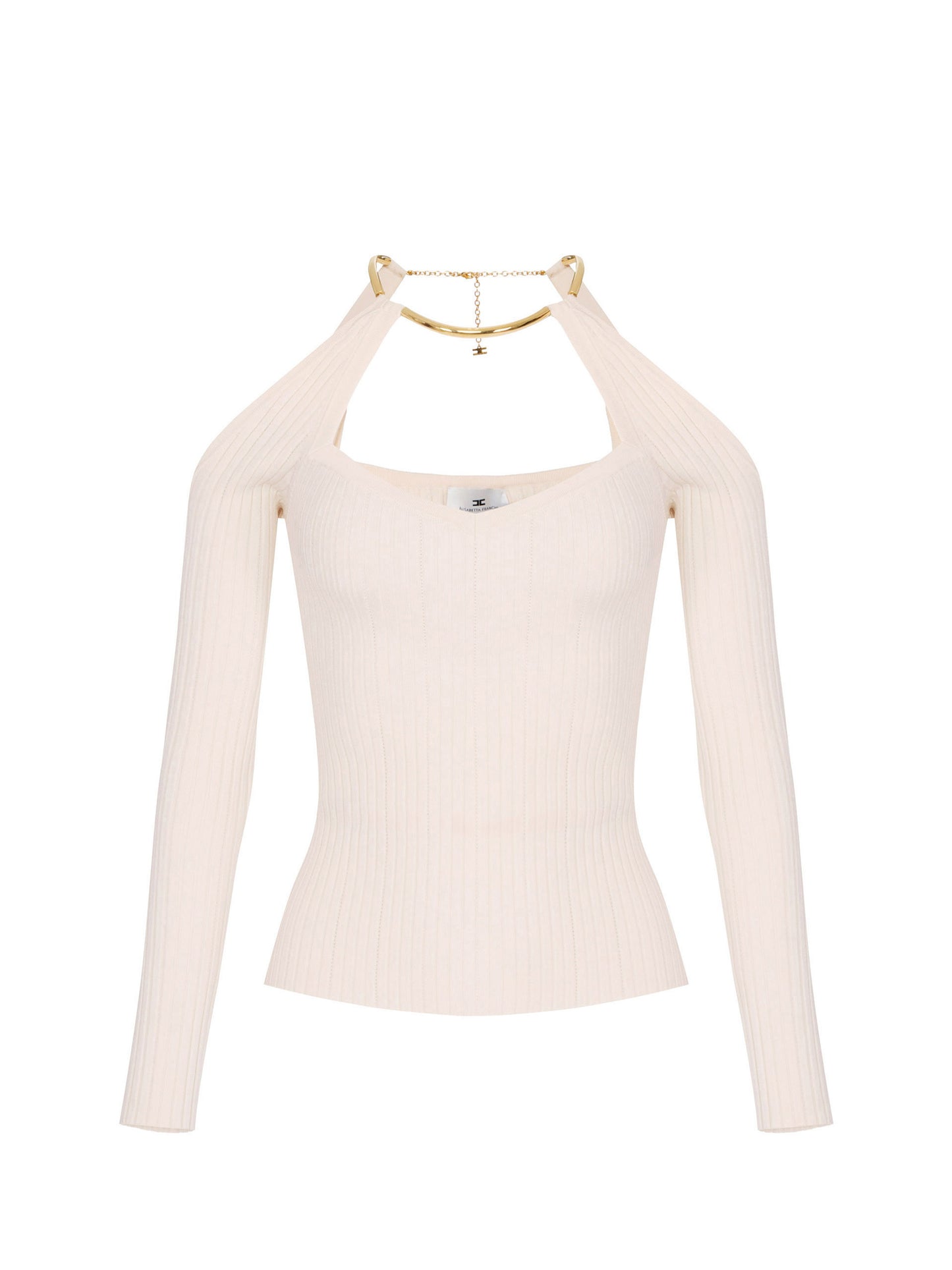 Knit top with jewel detail