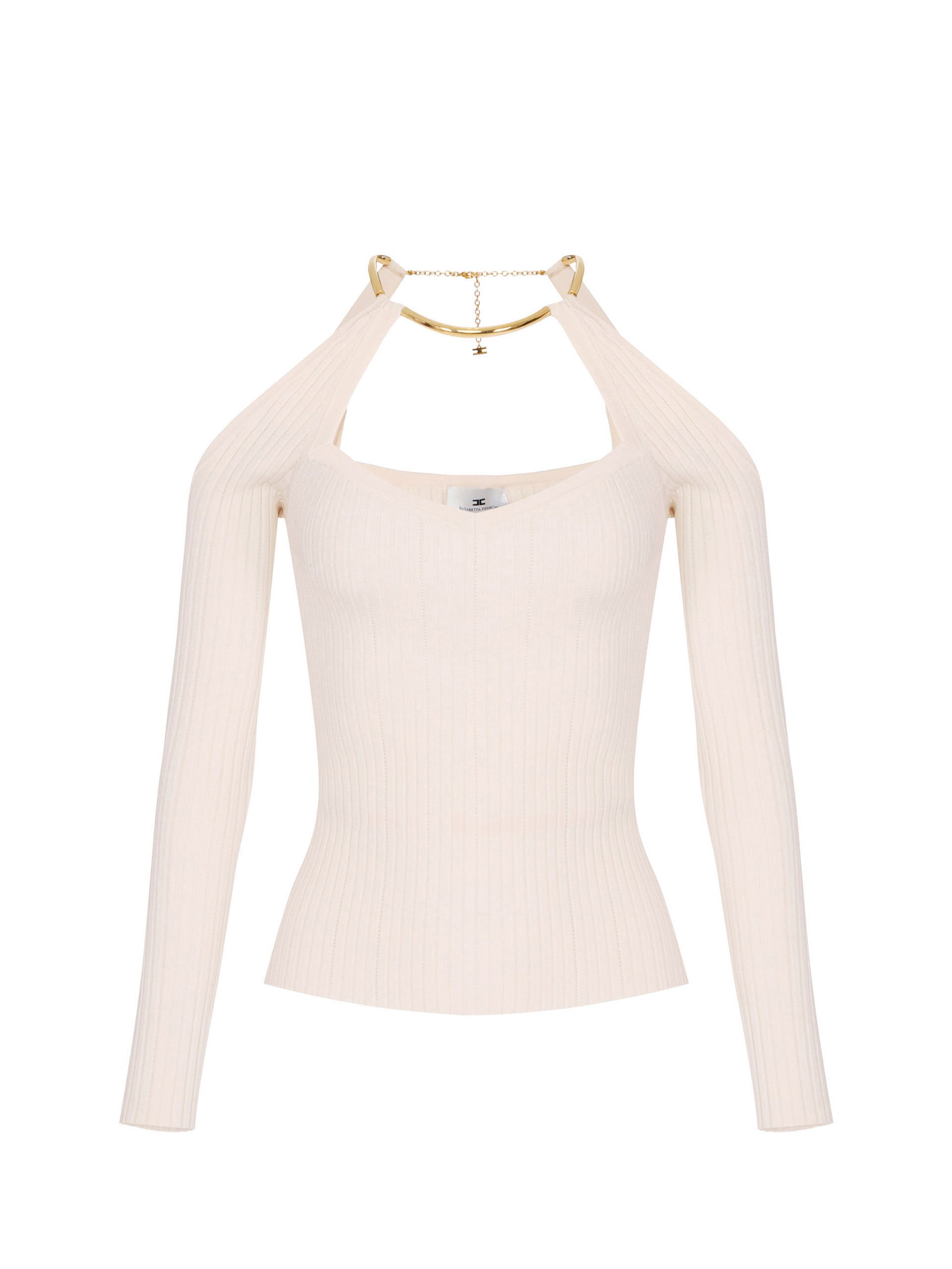 Knit top with jewel detail