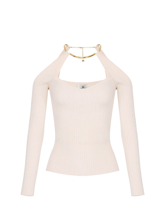 Knit top with jewel detail
