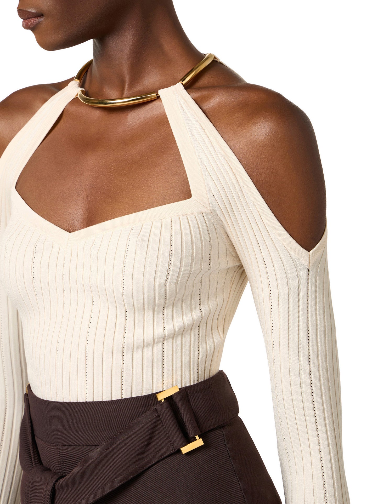 Knit top with jewel detail