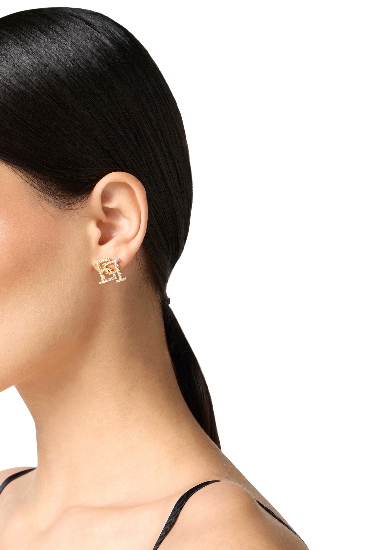 Earrings with double logo