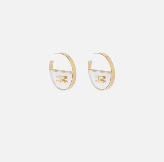 Plexiglas hoop earrings with logo