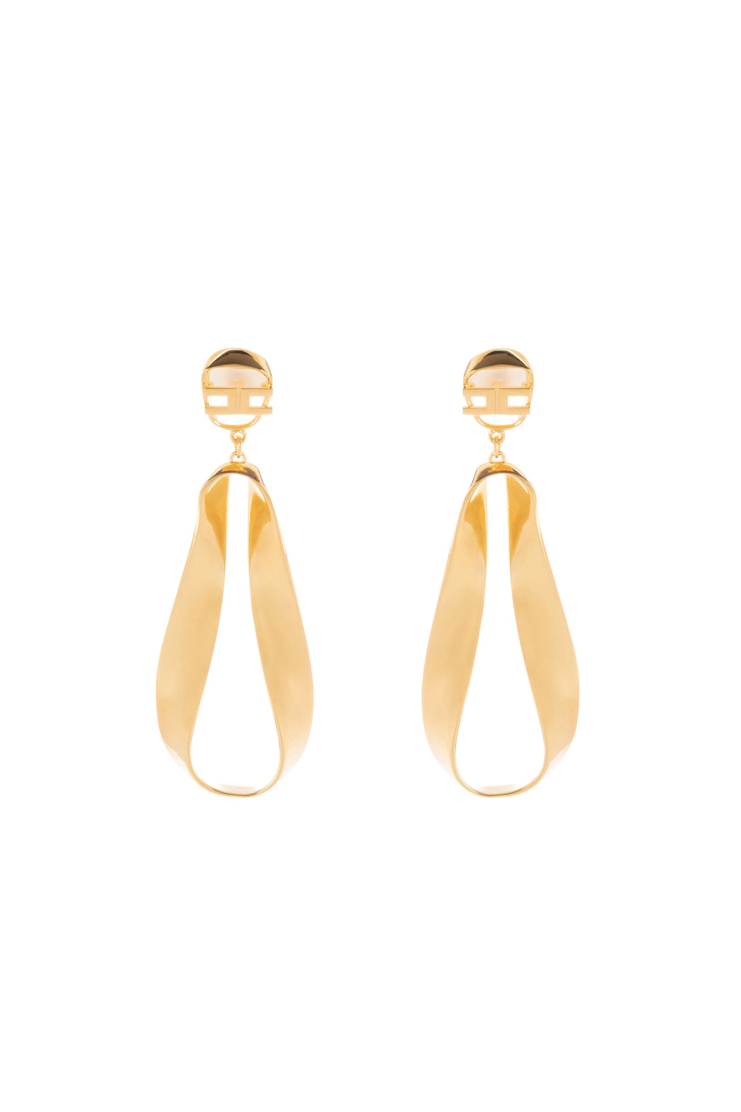 Brass earrings with logo detail