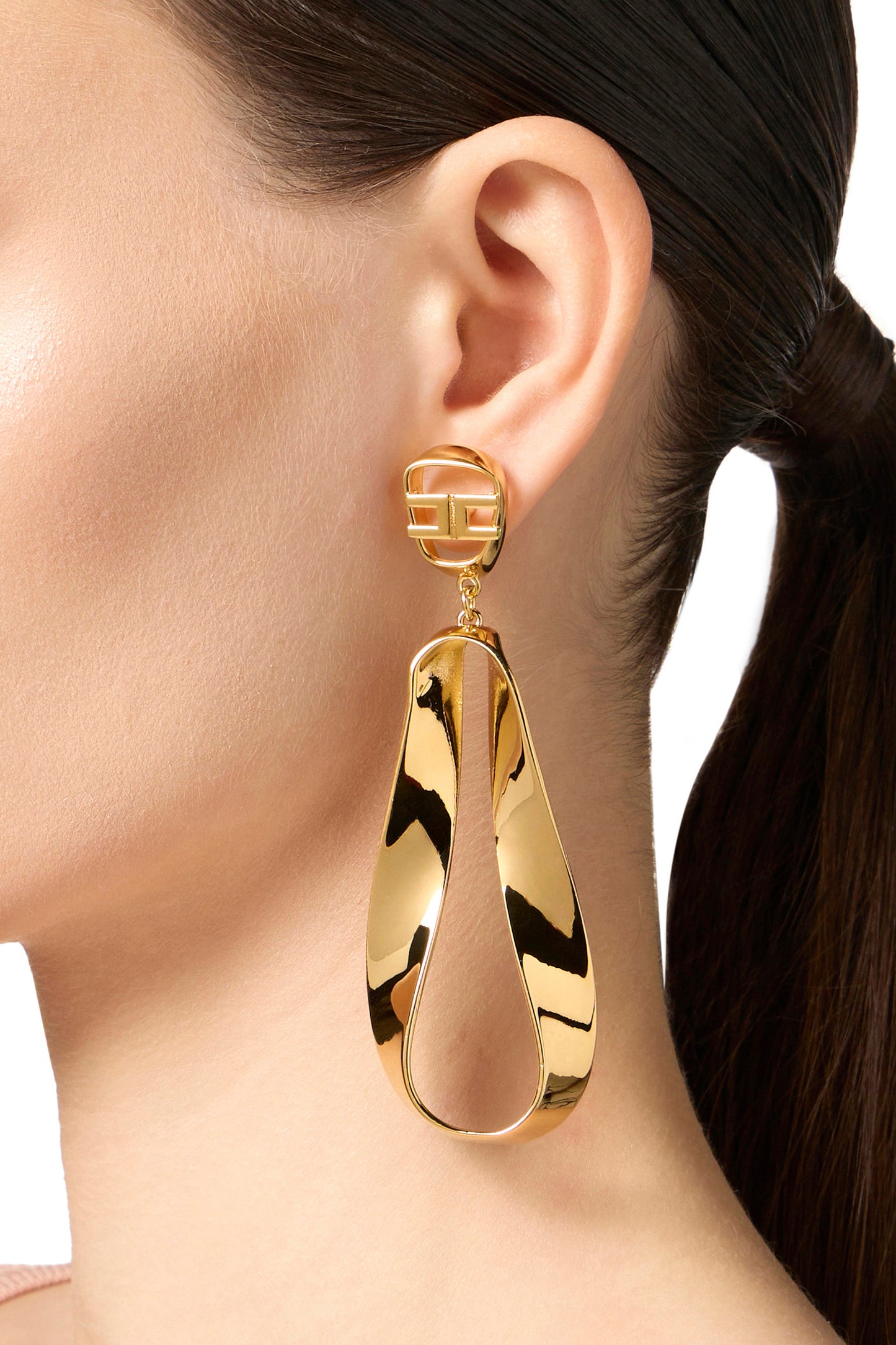 Brass earrings with logo detail