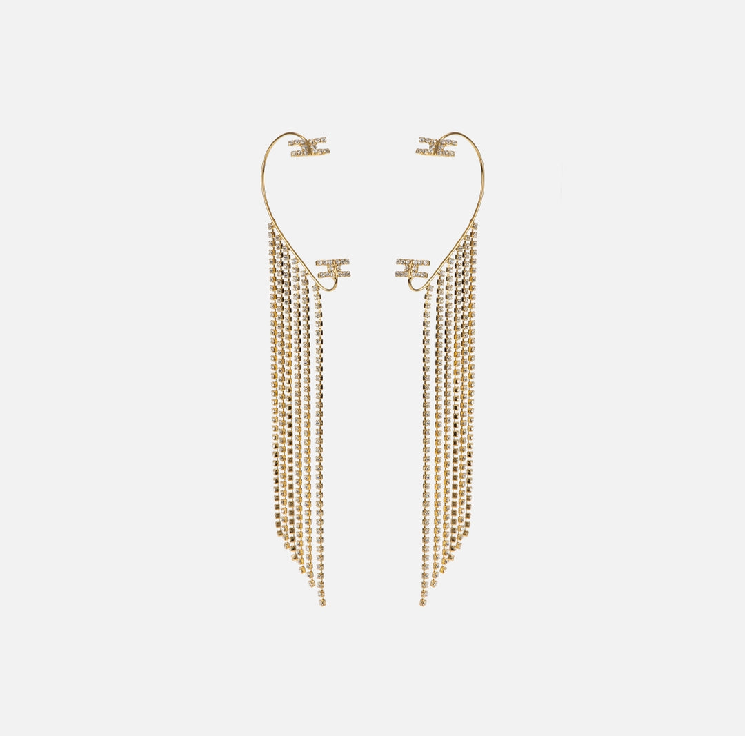 Earcuffs with rhinestone pendants