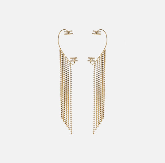 Earcuffs with rhinestone pendants