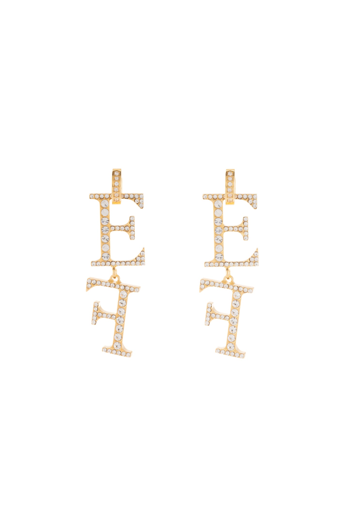 Brass earrings with pendant logo