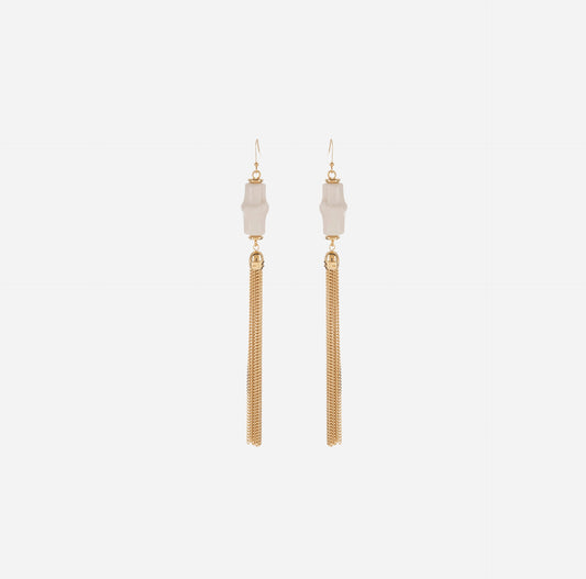 Pendant earring with bamboo element