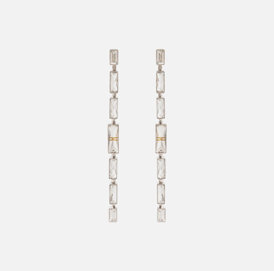 Pendant earrings with rectangular crystals