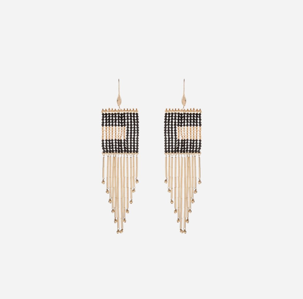 Beaded earring with logo