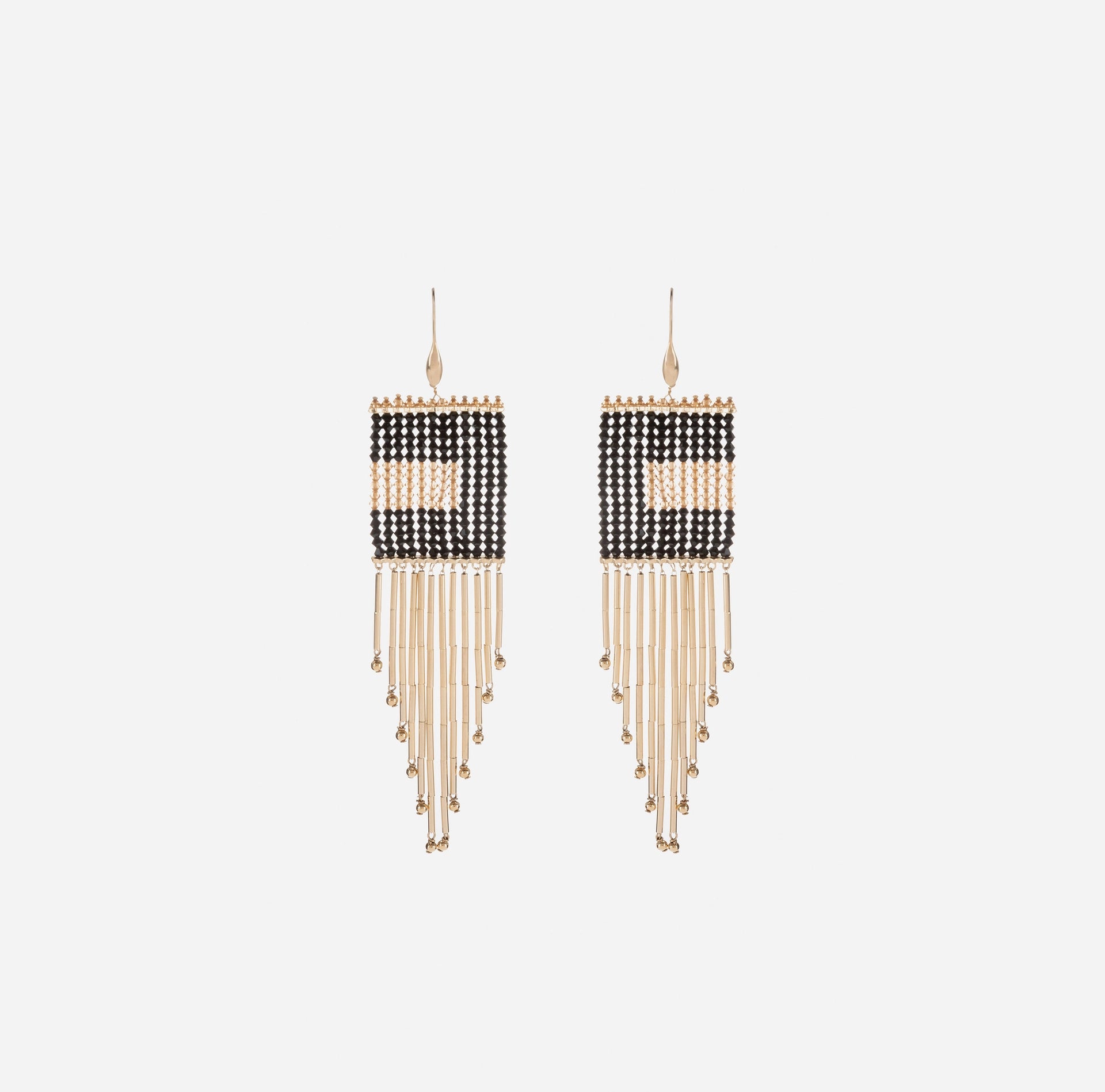 Beaded earring with logo