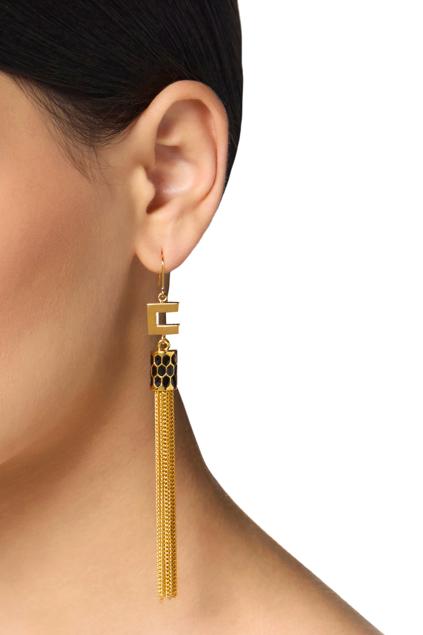 Earrings with snake detail and tassels