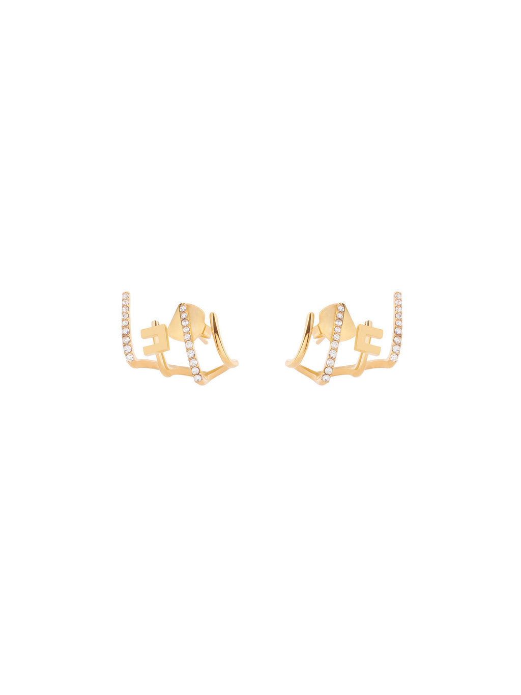 Earrings with logo and rhinestones
