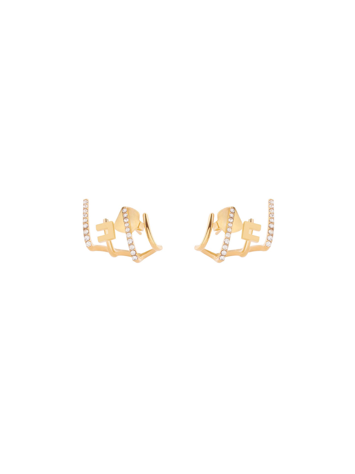 Earrings with logo and rhinestones