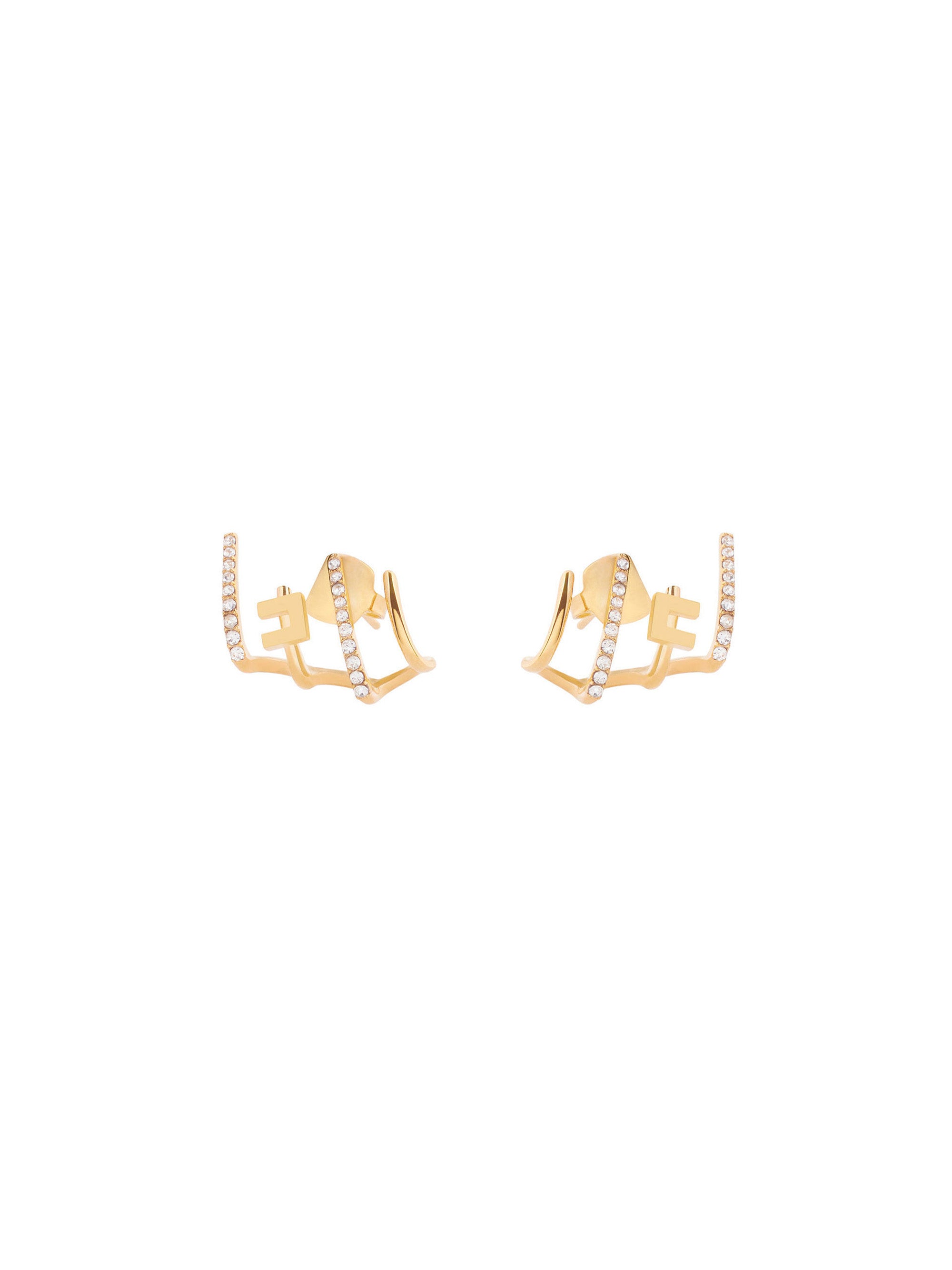 Earrings with logo and rhinestones