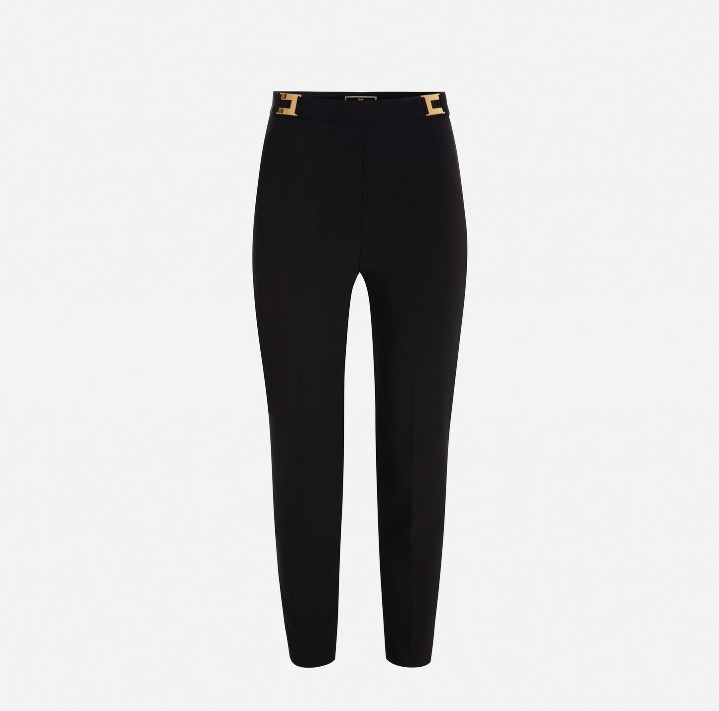 Crêpe straight fit trousers with logo plaques