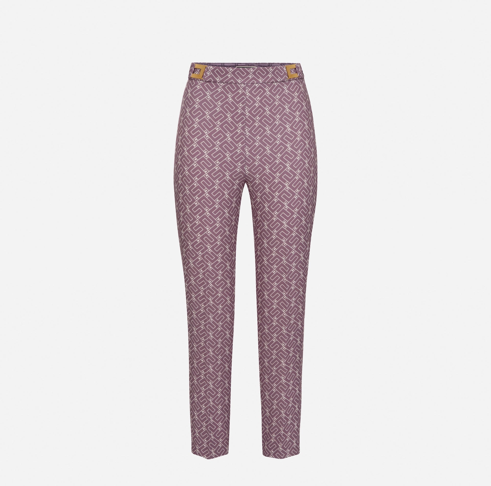 Straight fit trousers in crêpe fabric with logo print | LAST PIECE: 44