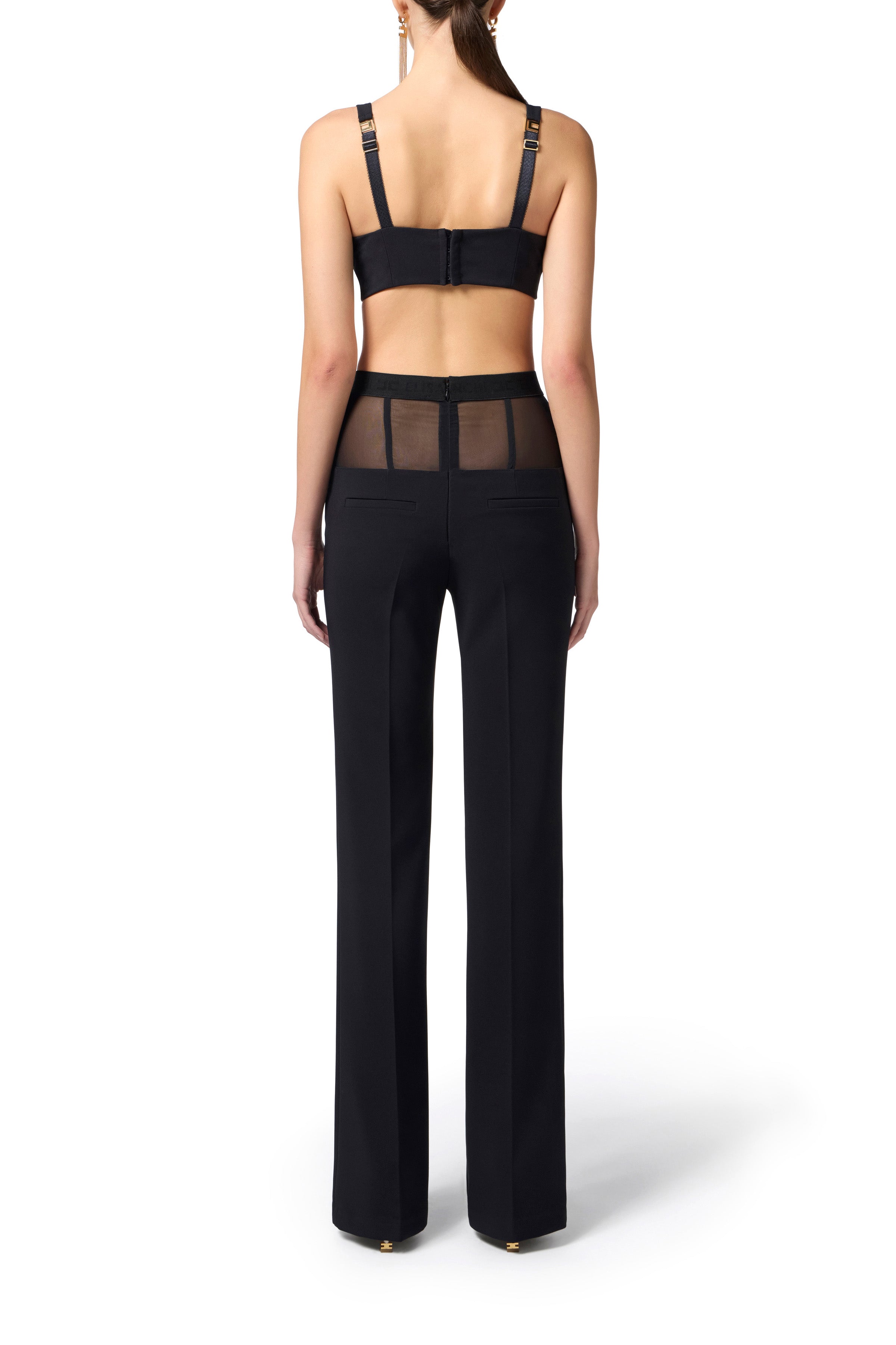 Crêpe trousers with tulle peplum | LAST PIECE: 42