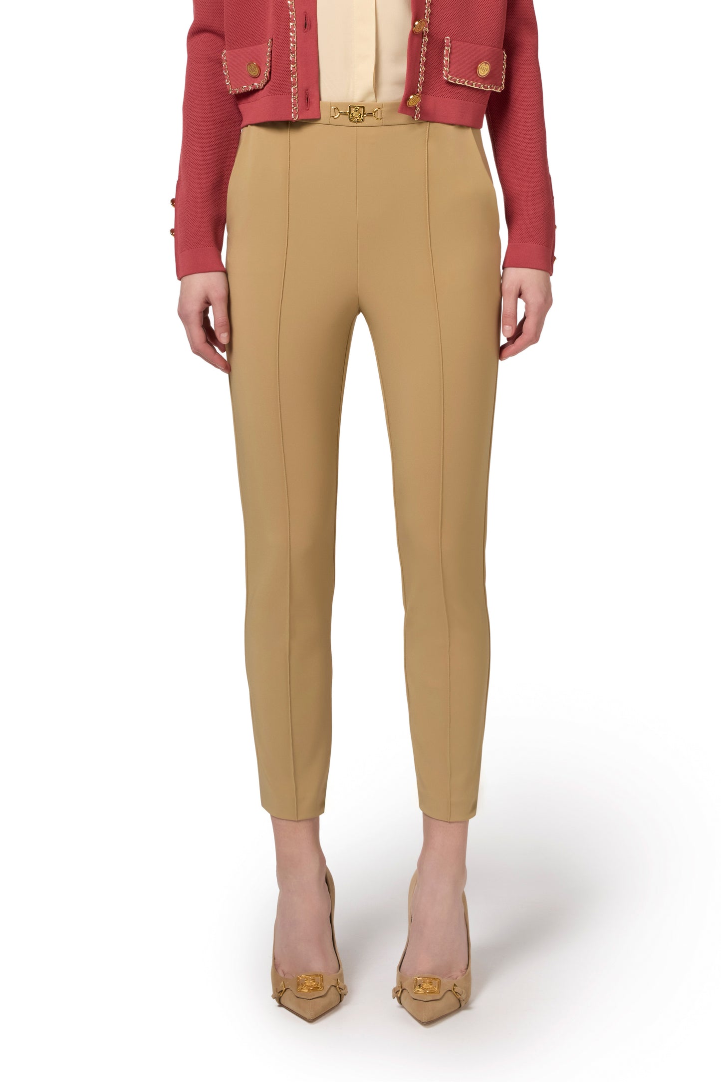 Straight trousers in technical fabric with horsebit