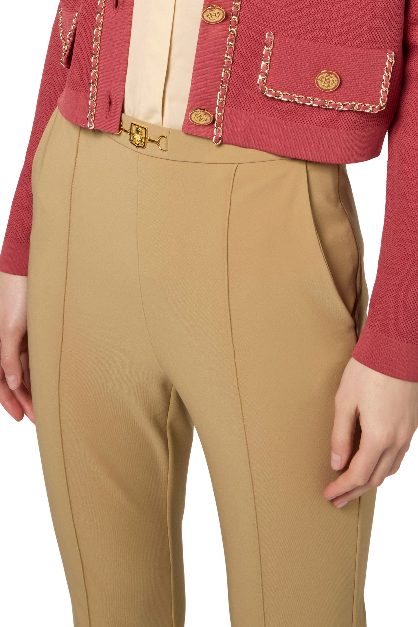 Straight trousers in technical fabric with horsebit