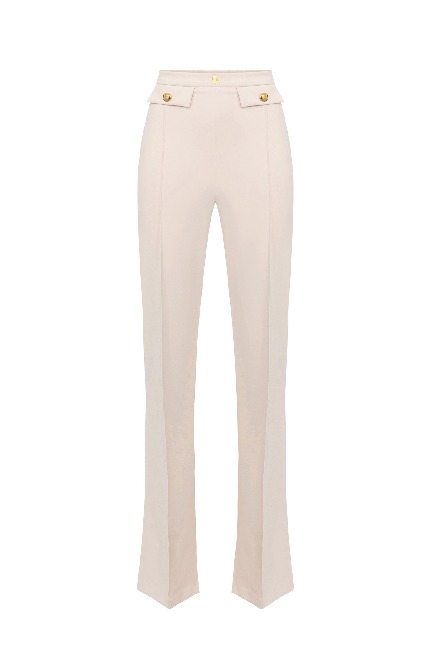 Palazzo trousers in stretch crêpe fabric with logo rivet