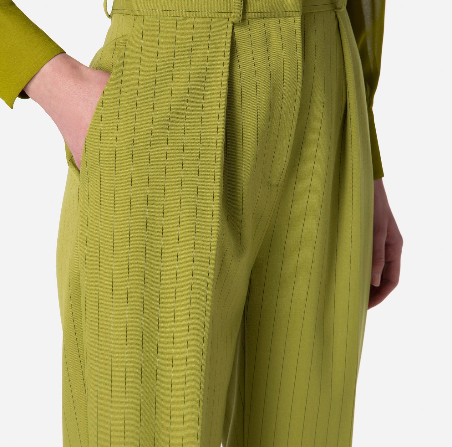 Cool wool pinstriped straight trousers