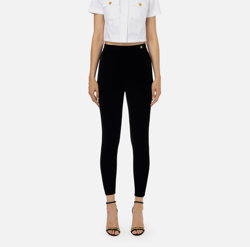 High-waist velvet straight trousers | LAST PIECE: 42/44