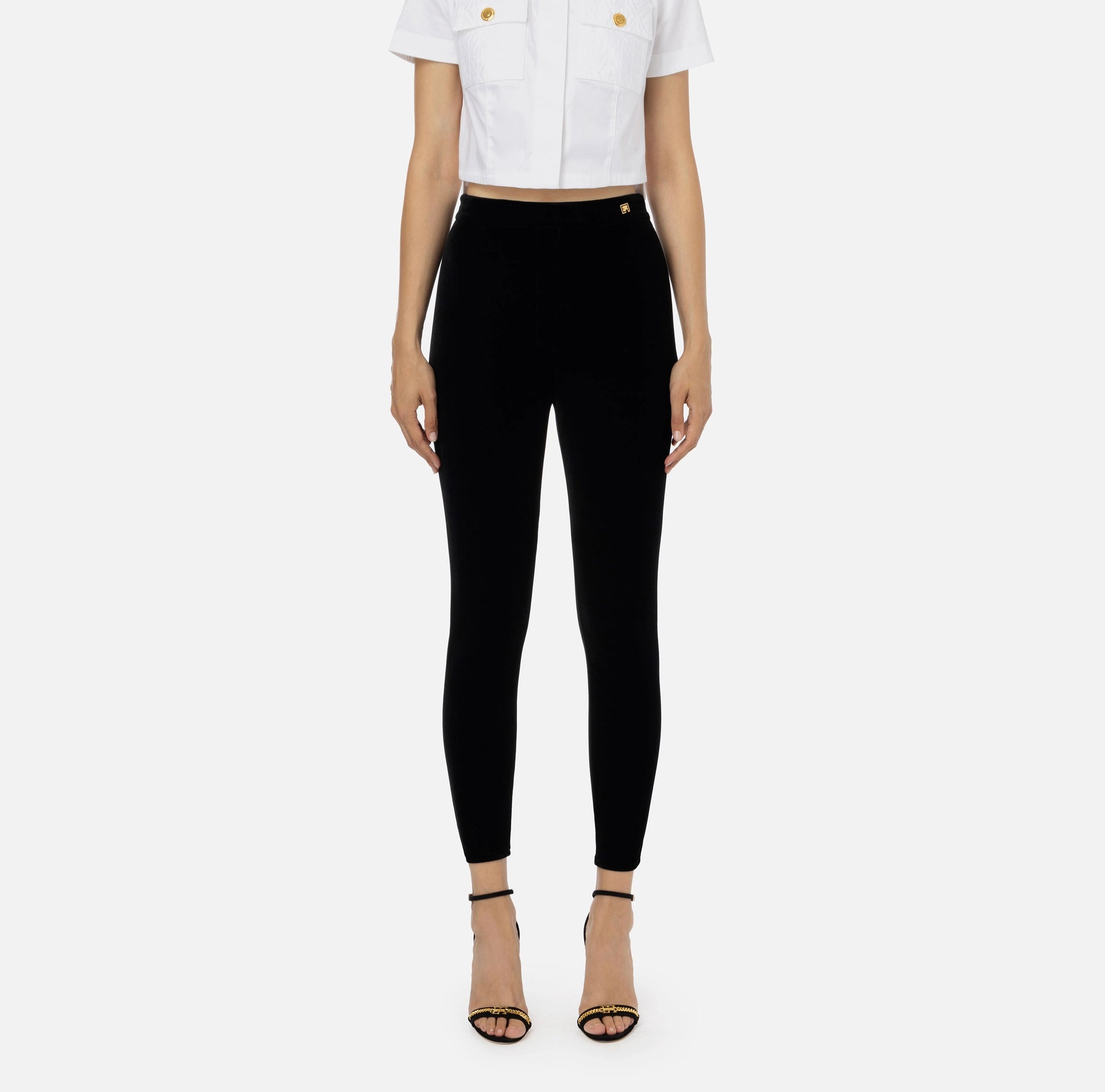 High-waist velvet straight trousers | LAST PIECE: 42/44
