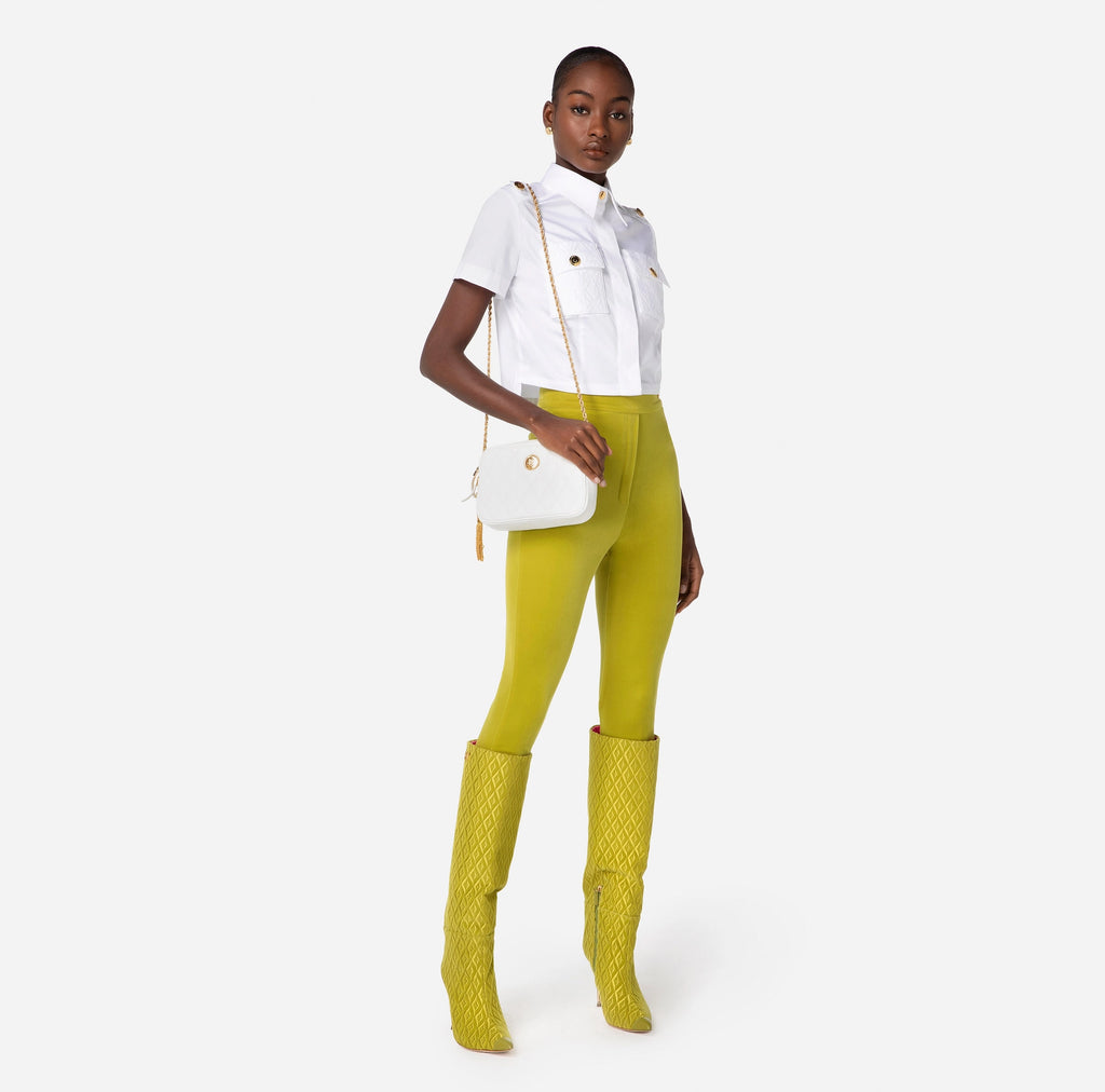 High-waist velvet straight trousers | LAST PIECE: 42/44