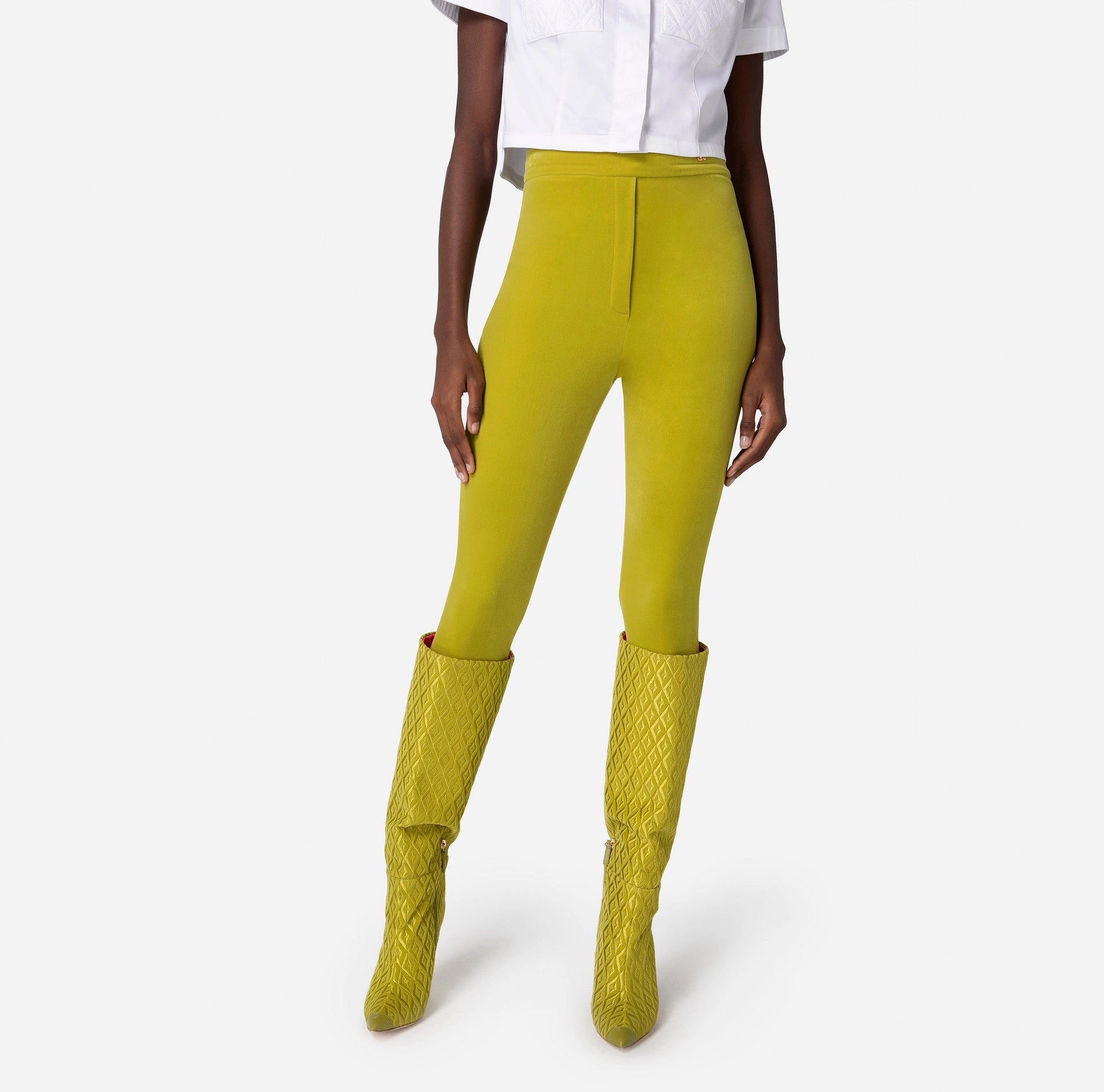 High-waist velvet straight trousers | LAST PIECE: 42/44
